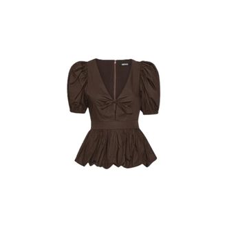 Rotate ROTATE Birger Christensen, Blouses, female, Brown, Size: M Puff Sleeve Bubble Top
