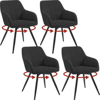 Woltu Woltu - Sill&oacute;n Giratorio Tapizado Moderno (4 Unidades), Color Negro