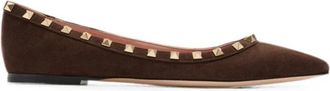Valentino Garavani Rockstud Ballet Flat - Dames - Ballerinas - Bruin - 36 EU - Leer - Schoenen
