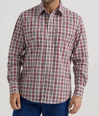 Wrangler Snap Plaid Shirt In Red