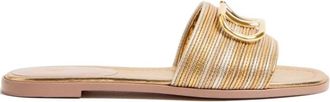 Valentino Garavani VLogo Signature Slippers - Dames - Sandalen - Geel - 37 EU - Katoen - Schoenen