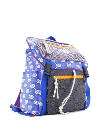 Gucci Panelled Double Buckle GG Jacquard Nylon and Rubber Large backpack - Blue