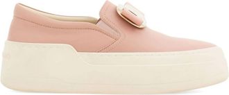 Ferragamo New Vara plate slip-on sneakers - women - Leather - 10.5 - Pink