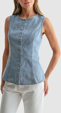 All in Favor Button Front Denim Vest at Nordstrom, Size X-Large