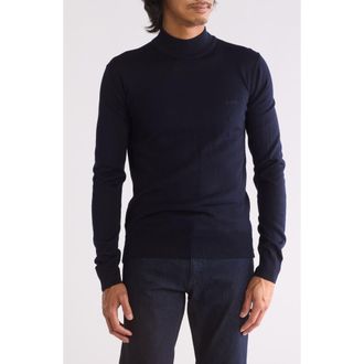 BOSS Amac Wool Blend Mock Neck Sweater in Dark Blue at Nordstrom Rack, Size Medium