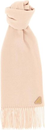 Prada Bufanda de Lana con Logo Triangular - Accessories - Mujer - Beige - ONE SIZE