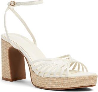 Open Edit Emily Ankle Strap Platform Sandal in Ivory Egret at Nordstrom, Size 8.5