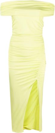 Self Portrait off-shoulder draped midi dress - women - Viscose/Polyester/Elastane - 4 - Green