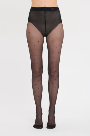 Victoria Beckham Rectangle Polka Dot Tights In Black S