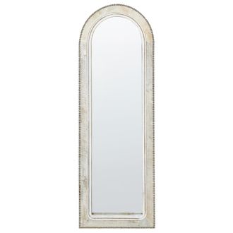 Beliani Beliani - Espejo De Pared Con Marco De Madera Acabado Envejecido Vintage Blanco Crema Sarray