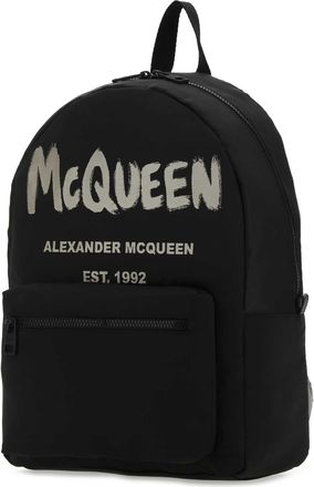 Alexander McQueen Mens Black Canvas Metropolitan Backpack 1073 Zaini