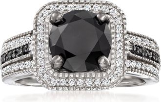 Ross-Simons Black and White Diamond Ring in Sterling Silver