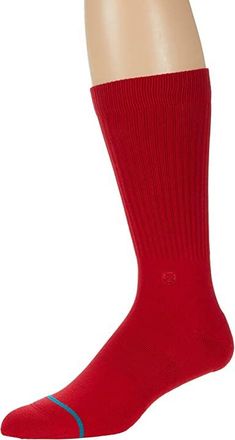 Stance Icon Crew Cut Socks Shoes Red : MD (US Mens Shoe 6-8.5 - Womens Shoe 8-10.5), Polyester/Nylon/Cotton