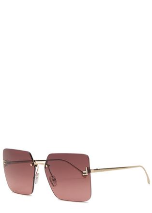 Fendi Crystal-embellished Rimless Sunglasses - Black - One Size