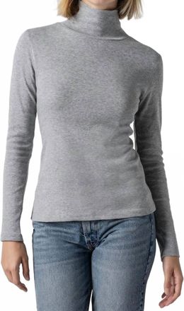 Lilla P Long Sleeve Turtleneck Tee In Grey