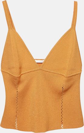 Jonathan Simkhai Jonathan Simkhai Brown Rib Knit Cut-Out Detail Crop Top
