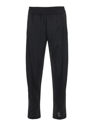 Palm Angels Black Pants With Lettering Logo Printed On The Back In Tech Fabric Man
