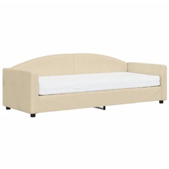 vidaXL Sof&aacute; Cama Con Colch&oacute;n Tela Crema 80x200 Cm Vidaxl