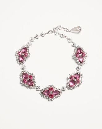 Valentino Garavani Collana Pas Plus In Metallo, Resina, Smalto E Cristalli Donna PALLADIO/CREMA/ROSA UNI