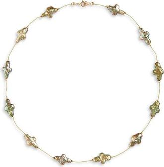Isshī Desnuda Freshwater Pearl Station Necklace in Algae at Nordstrom, Size 2