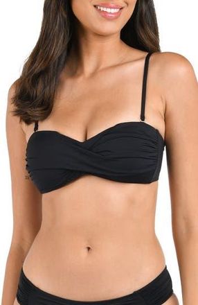 La Blanca IG Twist Bandeau Bikini Top in Black at Nordstrom Rack, Size 12