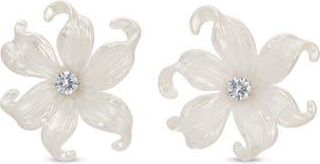 Eye Candy Los Angeles Dotty Pearlescent Flower CZ Earrings in White at Nordstrom Rack