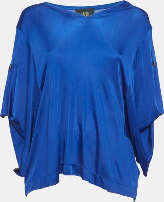 Roberto Cavalli Blue Jersey Dolman Sleeves Top