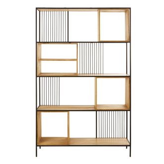 Maisons du monde Estanter&iacute;a de acero negro y madera maciza de mango, 125 cm de largo