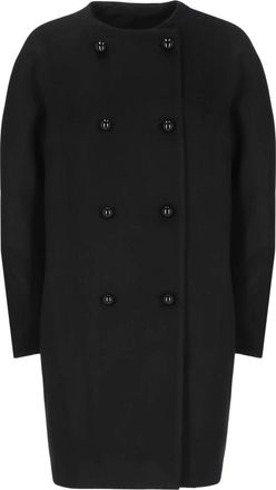 Carolina Herrera Dubbele-Rij Cocoon Jas - Dames - Mantel - Zwart - 3XS - Wol - Jassen