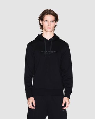 A|X Armani Exchange Mens UC001 Hoodie in Black Cotton - Size X-Large