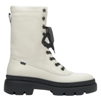 Estro & Luminara Light Beige Ankle Boots with Laces and Soft Upper - female - Estro - Lace-up Boots - Beige - 6 UK - Shoes