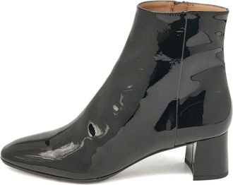 Aquazzura Stivali in pelle verniciata con tacco largo - Nero