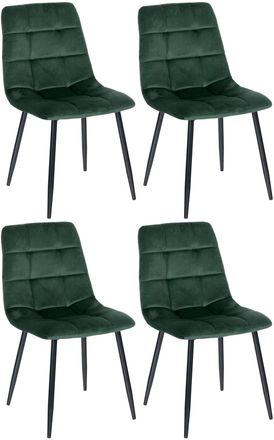 Clp Set de 4 sillas con patas de metal y asiento en Terciopelo Verde