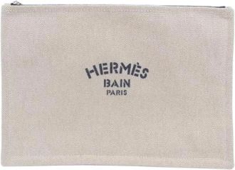 Herm&egrave;s Pochette Pre-owned New Yachting in tela - - Pre-owned - Donna - Beige - ONE SIZE
