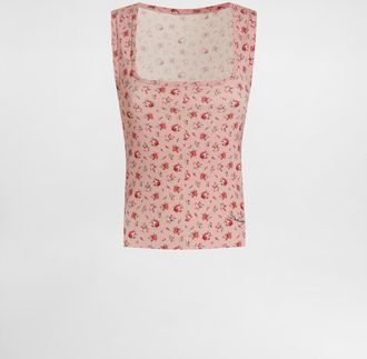 Dolce & Gabbana Small Rose-print Viscose Tank Top - Woman T-shirts And Sweatshirts Multicolor 46