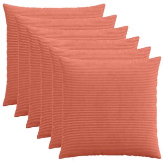 vidaXL Funda De Almohada 6 Pcs Heerlen Rojo Naranja 55 X 55 Cm Pana Vidaxl
