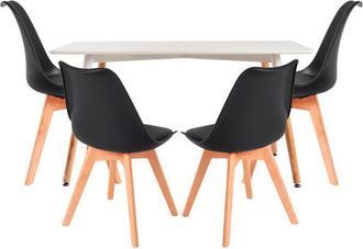 Regalos Miguel Regalos Miguel - Conjuntos De Mesa Y Sillas - Conjunto Mesa Tower Rectangular 120 X 80 Cm Blanca Y Pack 4 Sillas Synk Basic - Negro