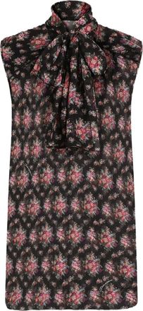 Dolce & Gabbana floral-print bow top - women - Silk - 44 - Black