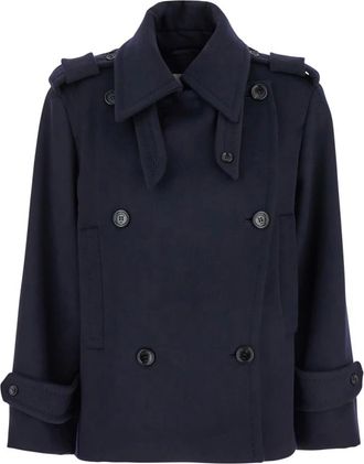 Max Mara Laveno Double-breasted Jacket - Dames - Mantel - Blauw - 2XS - Wol - Jassen