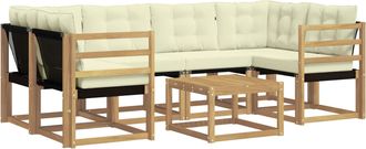 vidaXL Conjunto De Sof&aacute;s De Exterior 7 Uds. Blanco Y Crema Vidaxl
