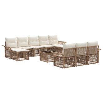vidaXL Conjunto De Sof&aacute;s De Jard&iacute;n 11 Pcs Beige Rat&aacute;n Sint&eacute;tico Vidaxl