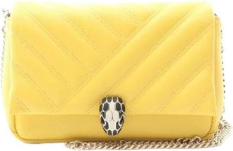 Bulgari Pre-owned Cross Body Bags, female, Yellow, Size: ONE SIZE Pre-owned Serpenti Cabochon Leather Shoulder Bag