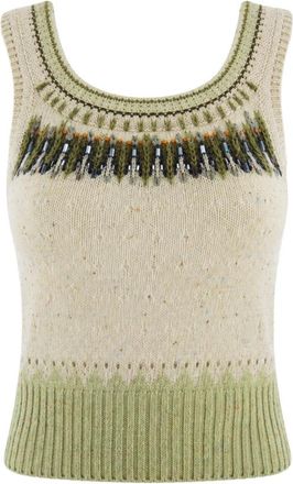 Ermanno Scervino Mouwloos Gebreid Topje - Dames - Ronde hals truien - Veelkleurig - M - Truien & Vesten