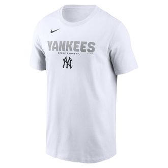 Nike New York Yankees Bold Team Name Nike Mens MLB T-Shirt in White | N19910ANK-D31