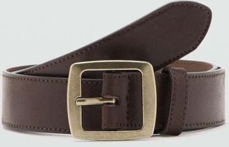 Mango Cintura fibbia quadrata cioccolato - Donna - XL - MANGO