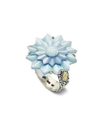 Samuel B. 18K & Silver Pearl Carved Flower Ring