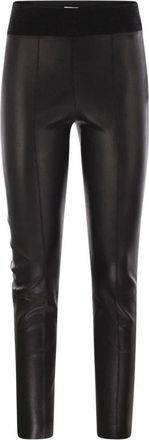 Brunello Cucinelli Stretch Nappa Leren Legging - Dames - Leren Broeken - Zwart - S - Katoen - Broeken