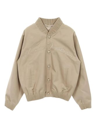 Louis Vuitton 2010s embroidered-logo bomber jacket - men - Cotton/Polyester - 44 - Neutrals