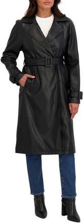 Sebby Faux Leather Trench Coat in Black at Nordstrom Rack, Size X-Large