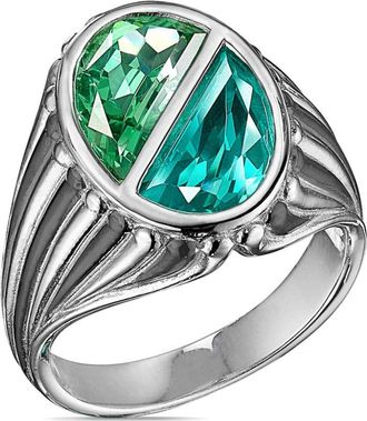 Anabela Chan 18kt white gold vermeil Paraiba Oval Signet gemstone ring - women - Lab-Grown Simulated Paraíba Tourmaline/18K White Gold & Rhodium